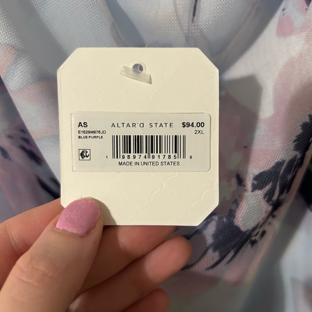 Altar'd State Pastel Blue One-Shoulder Floral Maxi Dress - Picture 4 of 4